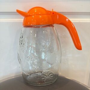 Vintage 1980s Solmaz Mercan Orange Juice Pitcher With Embossed Fruit Pattern